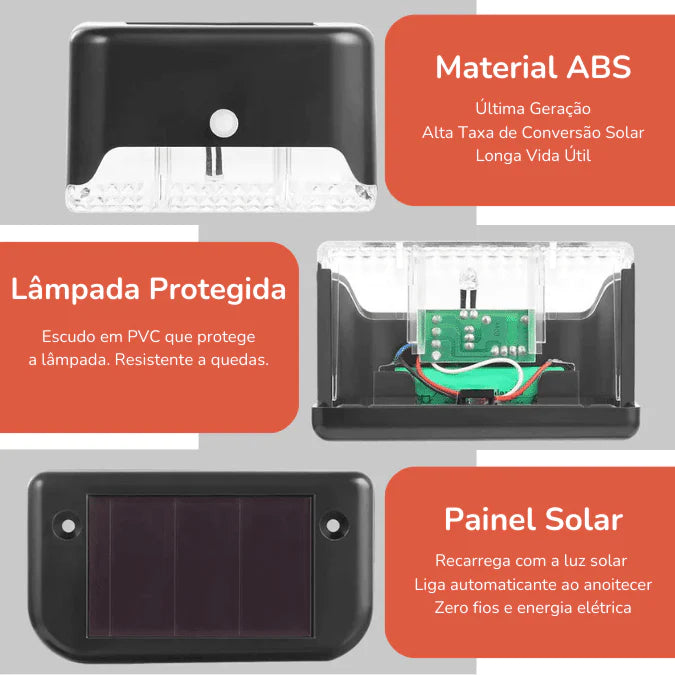 Kit Com 4 Luzes Solares de LED Para Jardim