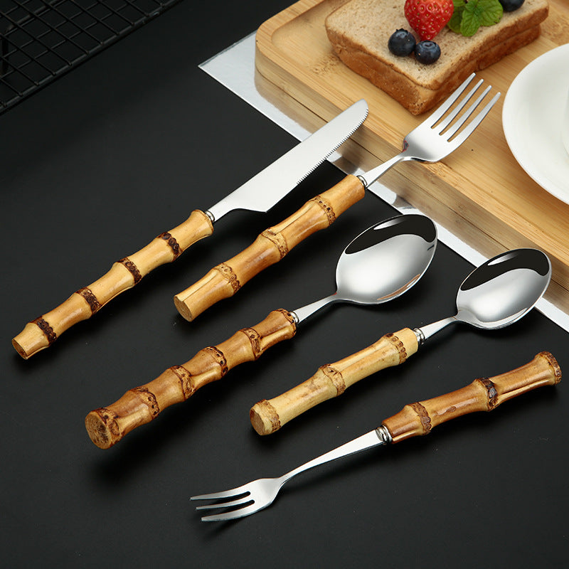 Conjunto Faqueiro Inox Bambu, Prateado - 16/24 Peças