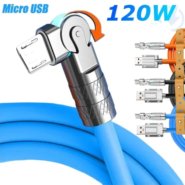 Cabo De Carregador Micro USB Rotativo 180° Premium