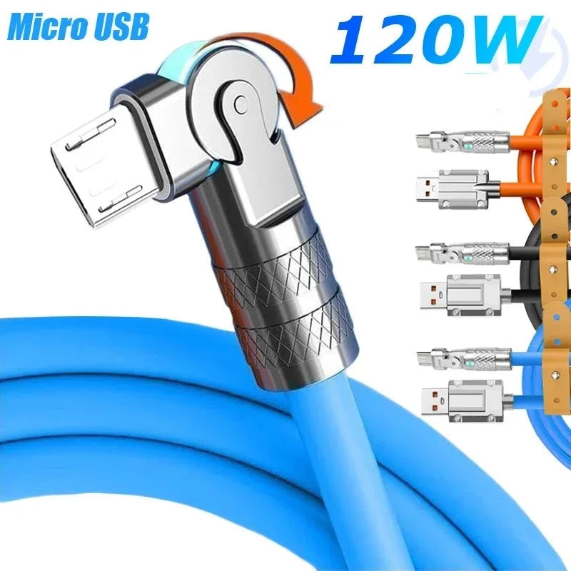 Cabo De Carregador Micro USB Rotativo 180° Premium